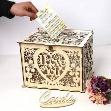 Silver wedding reception gift card holder. Gkanmore I Love You Wedding Card Box Diy Wedding Box With Lock And Card Sign Wooden Gift Card Box Money Box For Wedding Reception Baby Shower Graduation Birthday Party Decorations Style B