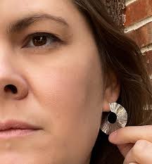 Rose Petal Silver Hoops