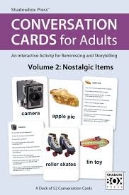 We are always looking for activities for mixed age and ability. Conversation Cards For Adults Nostalgic Items Dementia Activities For Seniors With Memory Loss Alzheimer S Products Reminiscing Storytelling Interactive Activity 52 Cards Shadowbox Press Matthew Schneider Deborah Drapac Bsn Rn