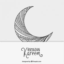 Download premium vector of crescent moon surrounded by clouds sticker overlay with a white border vector by tvzsu about sticker, illustration, moon. Free Vector Sketchy Crescent Moon For Ramadan Kareem