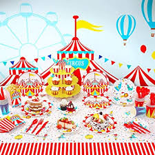 The invitations for this circus theme party might be my very favorite part. Buy Decorlife Carnival Birthday Party Supplies Serves 16 Circus Theme Party Decorations Complete Pack Includes Table Cover 3 Tier Cupcake Stand Carnival Banner Popcorn Boxes Total 143 Pcs Online In Indonesia B0894xll7x