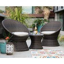 Wicker Patio Set 3 Piece All Weather Outdoor Furniture Swivel Chairs Round Table Patiofurniture Cadeiras Ao Ar Livre Mesa Lateral Cadeira Moveis Para Exterior