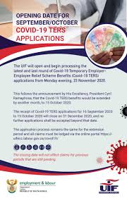 Apologies for the inconvenience however all applications already submitted will be actioned. Department Of Employment And Labour On Twitter The Unemployment Insurance Fund Uif Will Open And Begin Processing The Latest And Last Round Of Covid 19 Temporary Employer Employee Relief Scheme Benefits Covid 19 Ters Applications