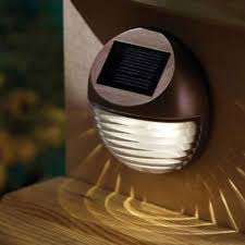 Moonrays Outdoor Bronze Solar Powered Round Mini Led Deck Light 95027 The Home Depot Solar Deck Lights Deck Lighting Led Deck Lighting