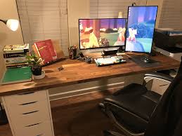 After 1 Year Thinking I Finally Bought Ikea Karlby Top To Replace My Linnmon Desk Setup Home Office Setup Game Room Design