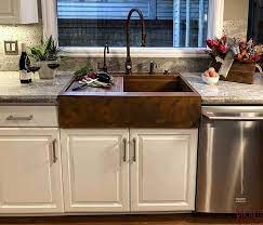 The attractive, smooth glaze is easy to clean. Retrofit Copper Drop In Farmhouse Workstation Kitchen Sink Replaced A Double Bowl Under Mount Sink Drop In Farmhouse Sink Copper Farmhouse Sinks Farmhouse Sink