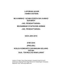 Senarai kolej komuniti dan kursus kolej komuniti 2020. Format Laporan Akhir Docx