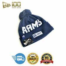 New Era On Field Los Angeles Rams Hat Nfl Knitted Bobble Winter Beanie Knit Hats Newera Beanie Casual Winter Beanie Los Angeles Rams Hat Knitted Hats