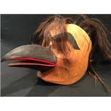 OLDER CARVED MASK 'RAVEN HUMAN' SIGNED BY TSIMSHIAN ARTIST PETER PREVOST