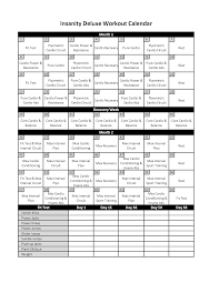 insanity workout calendar health and