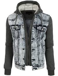 Le3no Mens Casual Long Sleeve Denim Jean Jacket With Hoodie Mens Fashion Jeans Hooded Denim Jacket Hoodie Fashion