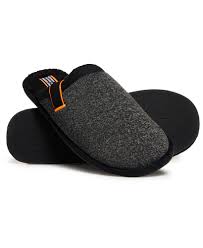 mens classic mule slippers in black mega marl superdry