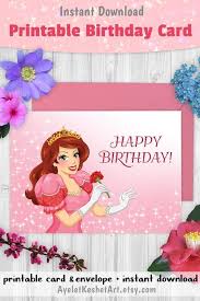 Princess Birthday Message For Kids Happy Birthday Card For Girls Pink Princess Printable Etsy Girl Birthday Cards Kids Birthday Cards Happy Birthday Cards Printable