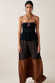 Limited Edition Zara Studio Colour Block Dress Colorblock Dress Floral Print Dress Long Womens Black Dress