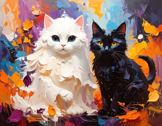 Two Cats Art Free Stock Photo - Public Domain Pictures