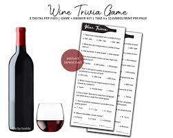 Wine trivia · how much wine is in a bottle? Wine Trivia Game Wine Tasting Game Wine Party Wine Etsy