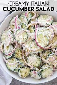 Creamy Italian Cucumber Salad Recette Recettes De Cuisine Cuisine Vegetarienne Cuisine Et Boissons