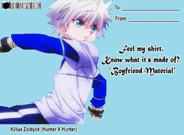 Hxh Hunterxhunter Killua Killuazoldyck Valentines Valentinescard Sweetlines Cheezylines Love An Valentines Anime Anime Pick Up Lines Valentines Memes