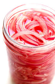 It has red onions, apple cider vinegar, honey, salt and peppercorns. Quick Pickled Red Onions Gimme Some Oven