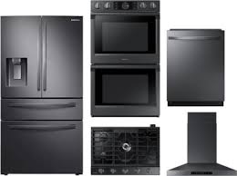 Savings on kitchen appliance packages. Samsung Sarectrhwodw330 5 Piece Kitchen Appliances Package With French Door Refrigerator And Dishwasher In Black Stainless Steel