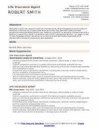 Life Insurance Agent Resume Samples Qwikresume