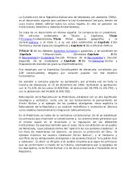 Si una iniciativa popular reúne el mínimo de firmas, la propuesta se somete a referéndum. Doc La Constitucion De La Republica Bolivariana De Venezuela Abigail Vargas Academia Edu