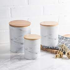 Decorate your kitchen with our hammered antique copper canister set. Marble Ceramic Canister Set 3 White Marble Modern Kitchen Container 692760641014 Ebay Kitchen Marble Kitchen Containers Ceramic Canister Set