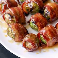 Bacon Wrapped Brussels Sprouts Delicious After First 15 Minutes Replace Foil Roast For 13 More Minutes Sprout Recipes Appetizer Recipes Recipes