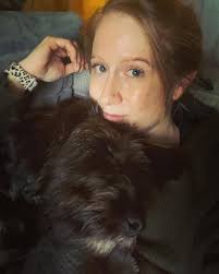 Here's Paula Isaac with her dog. She's entered the selfie dog portrait  competition to win a painting of the selfie. Add a selfie in the comments  box below to enter or send