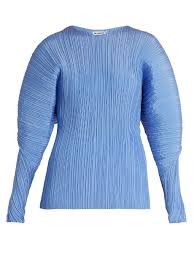 jil sander calia pleated silk top cornflower blue womens jil