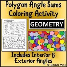 Polygon Angle Sums Coloring Activity With Images Polygon Color Activities Exterior Angles