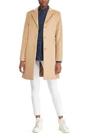 Color pearl grey heather/pink hydrangea/mascarpone cream. Lauren By Ralph Lauren Wool Blend Reefer Coat Petite In Camel Natural Lyst
