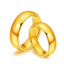 Rose Gold Plated Tungsten Wedding Bands Set, Domed Rose Gold