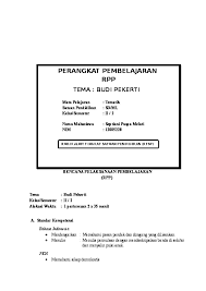 Kumpulan contoh rpp ktsp sd kelas 1, kelas 2, kelas 3, kelas 4, kelas 5 dan 6. Doc Rencana Pelaksanaan Pembelajaran Rpp Tema Budi Pekerti Kelas Semester Ii 2 Alokasi Waktu 1 Pertemuan 2 X 35 Menit Dira Aditya Academia Edu