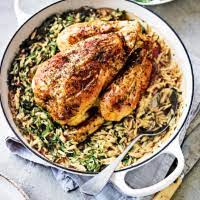 Diana Henry S Greek Chicken With Orzo Greek Chicken Eggplant Dishes Chicken Recipes