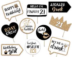 21st Birthday Photo Booth Props Free Printable 21st Birthday Printable Photo Booth Props Gold Black And Etsy Birthday Printables 21st Birthday Quotes Classy 21st Birthday