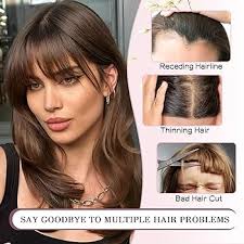 Amazon.com : Wodelanle Clip in Bangs,Natural Fake Bangs Hair Clip,Dark  Black French Bangs Fringe with Temples Hairpieces for Women Clip