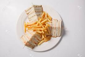 Different Types Of Sandwiches With French Fries On A White Plate Isolated Closeup Stock Photo Picture And Royalty Free Image Image 75634934
