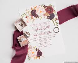 Burgundy Wedding Invitation Idea With Floral Motif And Calligraphy Sabrina H Fun Wedding Invitations Burgundy Wedding Invitations Original Wedding Invitations
