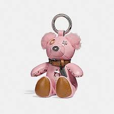 Coach bear keychain, bag charm signature canvas & leather. Coach F26574 Ice Cream Sundae Bear Bag Charm Silver Blush Coach Accessories