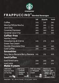 Starbucks Menu Menu For Starbucks South City Mall Prince Anwar Shah Road Kolkata