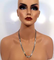 South Korean Fancy Square Link Vintage Chain Necklace, Silver Tone