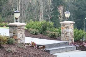 Pin By Bella Sandoval On Landscape Patio Stones Brick Columns Home Landscaping