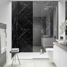 Black And White Marble Effect Floor Tiles Luxury Marble Wall Panels Black Marble Bathroom Marble Bathroom Designs Marble Bathroom