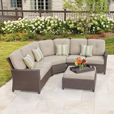 Hampton Bay Tacana 4 Piece Wicker Patio Sectional Set With Beige Cushions Frs80413gl St The Home Depot Patio Sectional Wicker Patio Sectional Sectional Patio Furniture