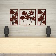 Mdf boards are medium density fibreboards which are produced by pressing a poured fibre cake. Brown Flowers Design Wooden Wall Hanging Living Room Wooden Wall Deco Wallmantra
