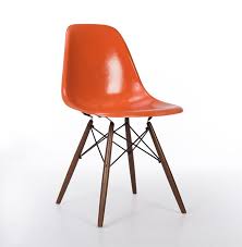 Orange 1960s Herman Miller Eames Dsw Dowel Side Chair Side Chairs Dining Vintage Eames Eames Dsw
