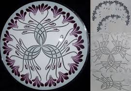 Ausgefuhrte Alpenveilchenpalmette Auf Einer Tortenplatte Der Wachtersbacher Steingutfabrik Mit Vorhandenen Dekorvorlagen Ca 1911 Dekor Steingut Tortenplatte