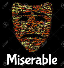The correct way to spell miserable is just how i spelled it. Miserable Word Meaning Grief Stricken And Wretched Stock Photo Picture And Royalty Free Image Image 44760124