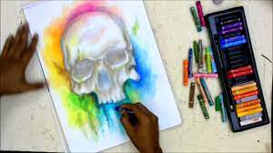 How to effectively use the oil pastels to create great scenery for beginners. 3d Skull Painting By Oil Pastel Youtube